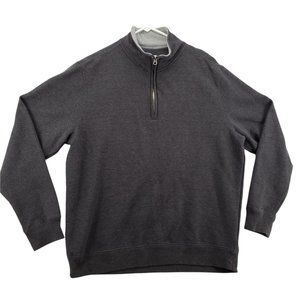 St Johns Bay Sweater Men's L/S Quarter Zipper High Neck Pullover Gray Large